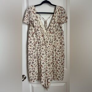 Torrid Cream and Brown Geometric Print Romper